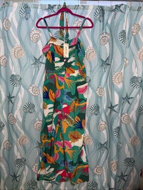 Tropical Print women’s ' Jumpsuit - Green Multi